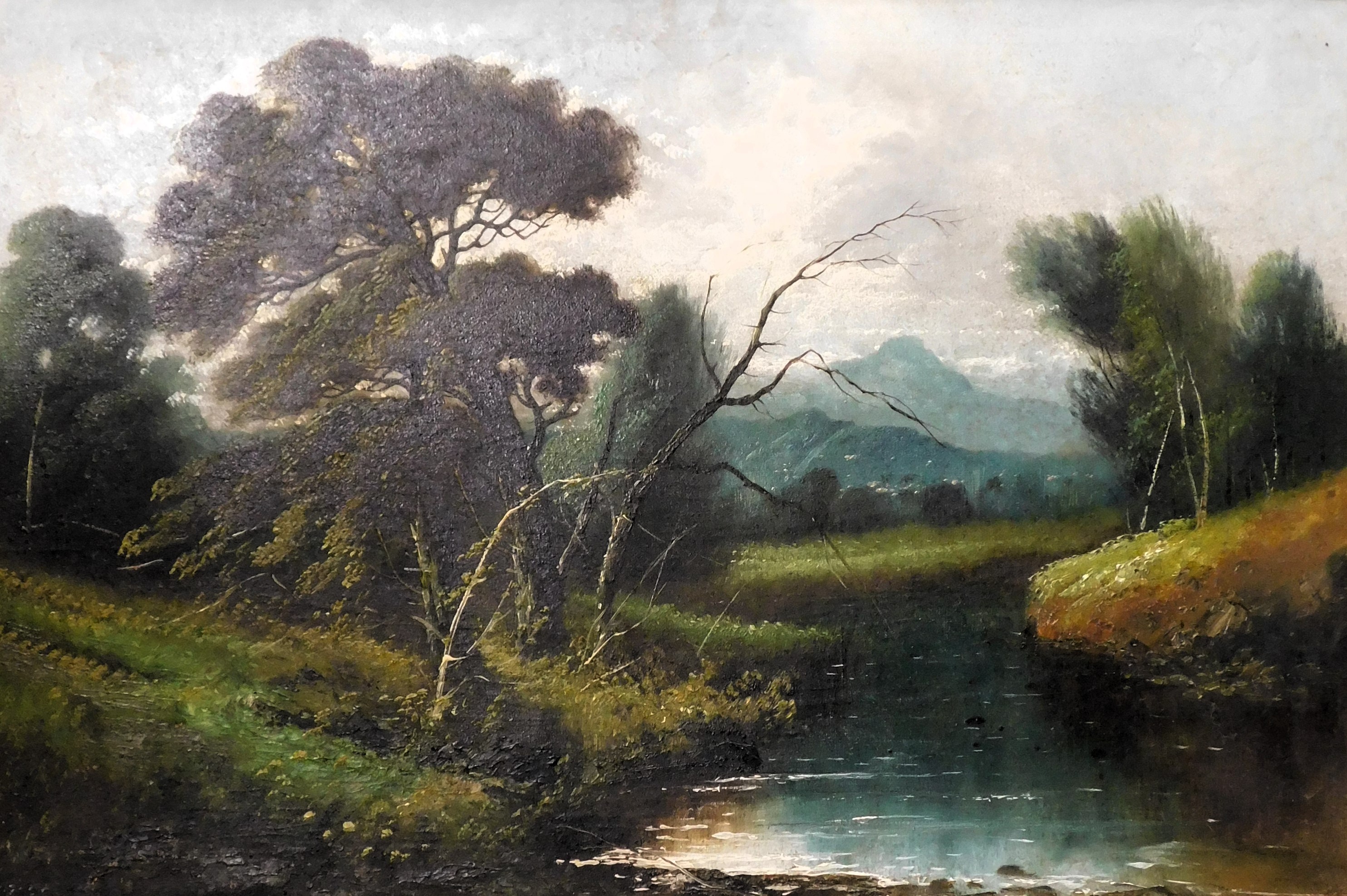 19thC British School. River landscape, oil on canvas - pair, 49cm x 74cm. - Image 3 of 4