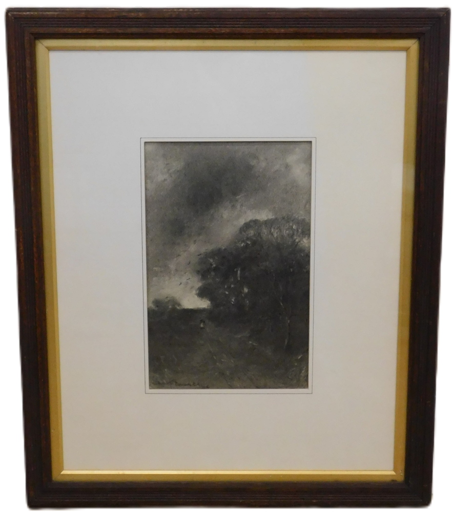 19thC School. Figure in woodland scene, charcoal drawing, indistinctly signed and dated, 27cm x 17.5 - Bild 2 aus 4