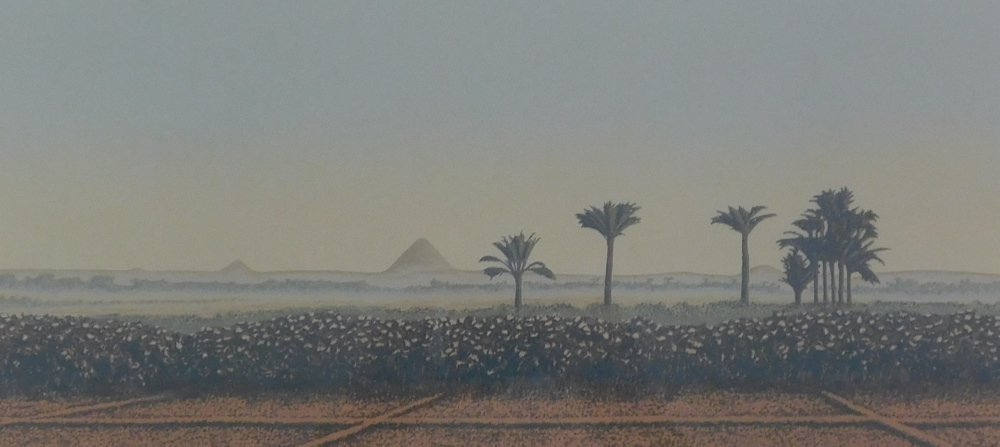 Mark Millmore (b.1956). Saqqara, artist signed limited edition print, 42/50, 23cm x 47cm.