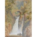 George Law (exh. 1880-1890). Beetholme waterfall, watercolour, 44.5cm x 33cm.