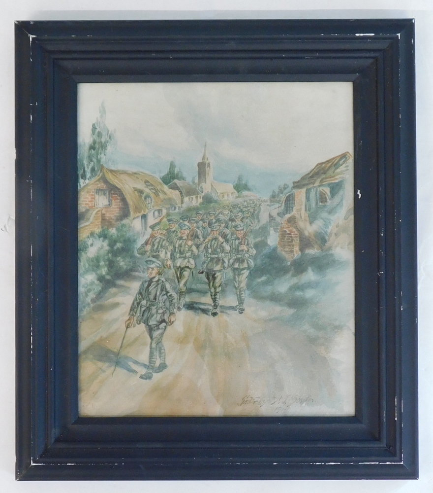 Godfrey St. J. Smith. Soldiers marching, watercolour, signed and dated 1905, 29.5cm x 24cm. - Image 2 of 4