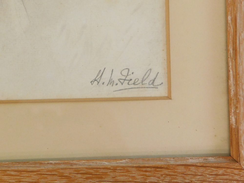 Hildegard Margaret Field (19thC/20thC). Mrs Bertha Field, pencil drawing, signed and titled verso, 2 - Image 3 of 5