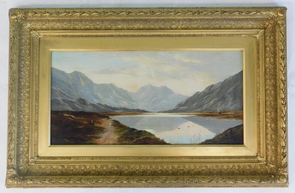 Charles Leslie (1835-1890). Mountain landscape with lakes, oil on canvas - pair, signed and dated, 2 - Image 2 of 4