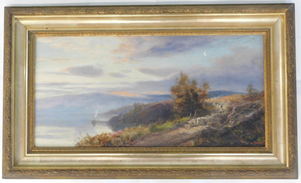 William Glover (1848-1916). Coastal scene, oil on canvas, signed, 24cm x 49.5cm. - Image 2 of 4