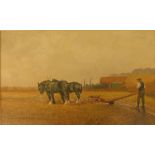 Robin Wheeldon (b.1945). Black Plough team, oil on board, signed, dated 1985, titled verso, 36.5cm x