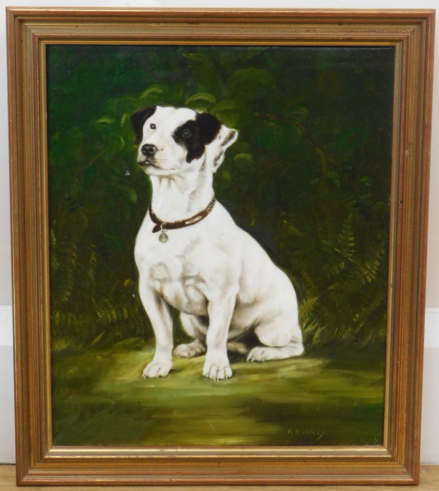 K.R. Tracey. Spot dog, oil on canvas, signed, 30cm x 25cm. - Image 2 of 5