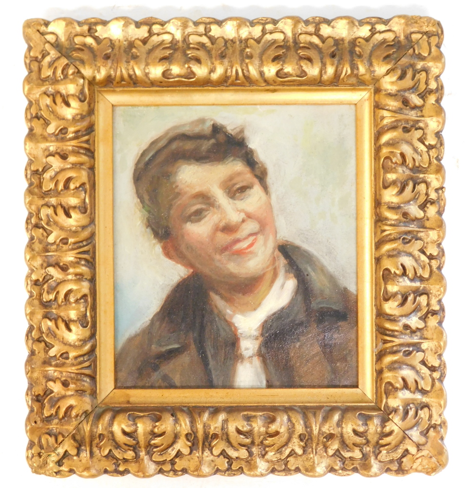 19thC Continental School. Head and shoulders portrait, oil on canvas, 19.5cm x 16.5cm. - Bild 2 aus 3