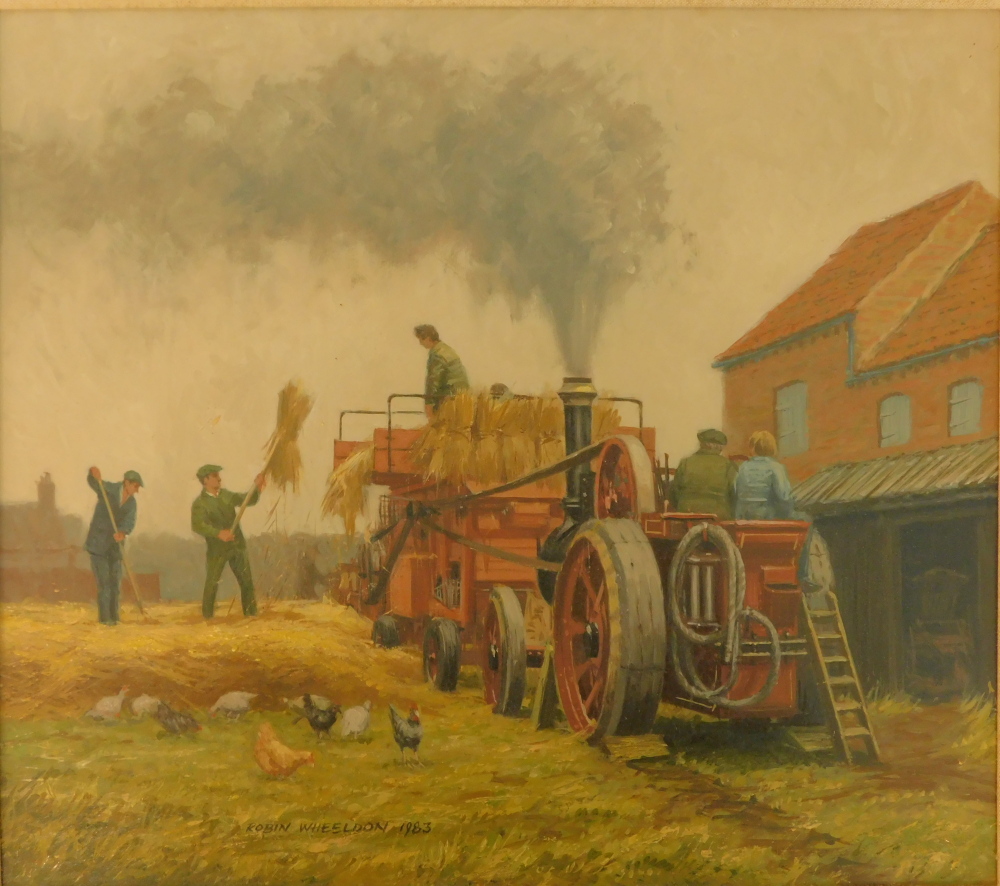 Robin Wheeldon (b.1945). Steam Threshing at Epworth, oil on board, signed, dated 1983, titled verso,