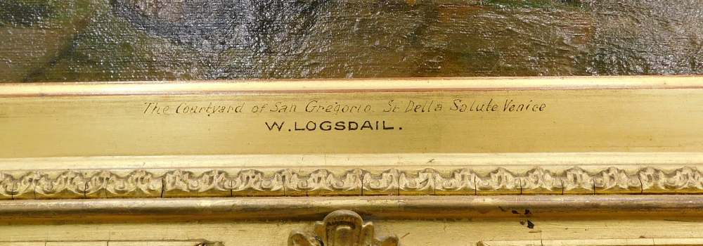 William Logsdail (1859-1944). The Courtyard of San Gregorio St Della Salute Venice, oil on board, si - Image 4 of 6