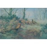 After Wendy Reeves. Pheasants in landscape, artist signed limited edition print, 228/850, 43cm x 60c