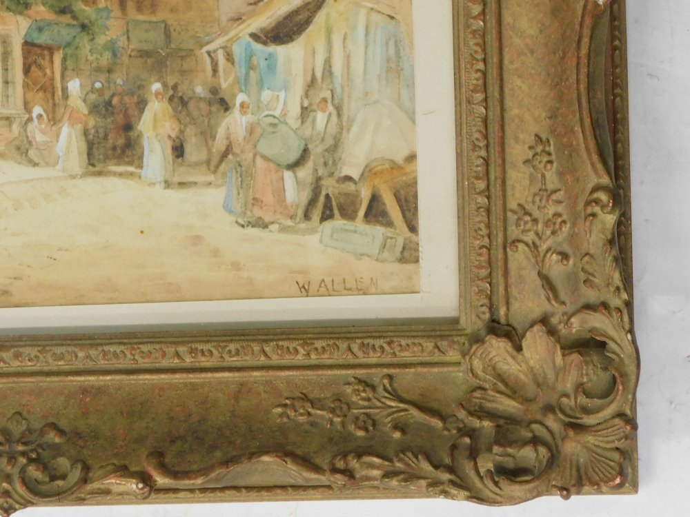 W. Allen. Continental street scene, with figures, watercolour, signed, 37cm x 26cm. - Image 3 of 4