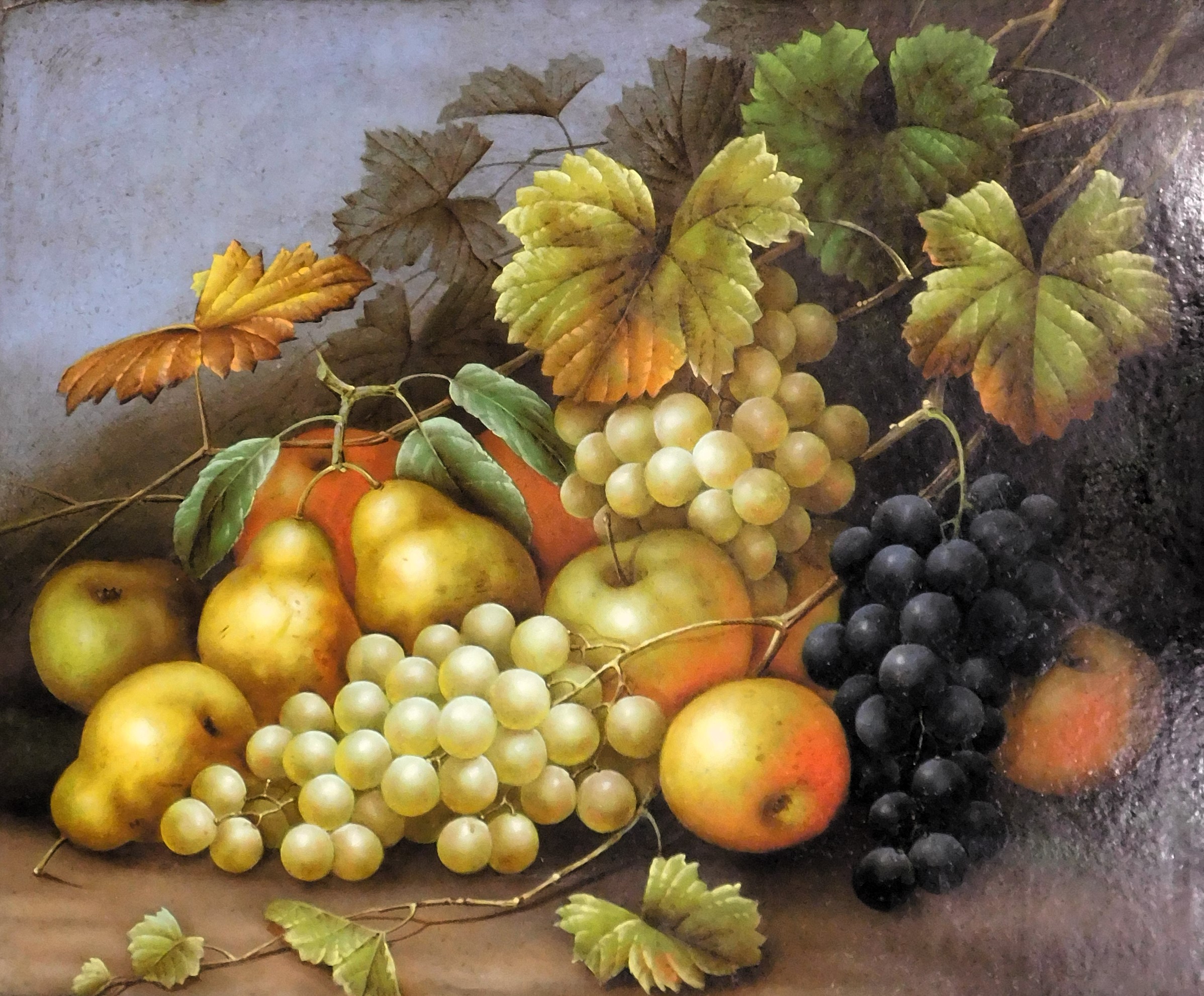 Edwin Steele (c.1850 - c.1912). Fruit still life, oil on board, signed and dated 1910, 50cm x 60cm.