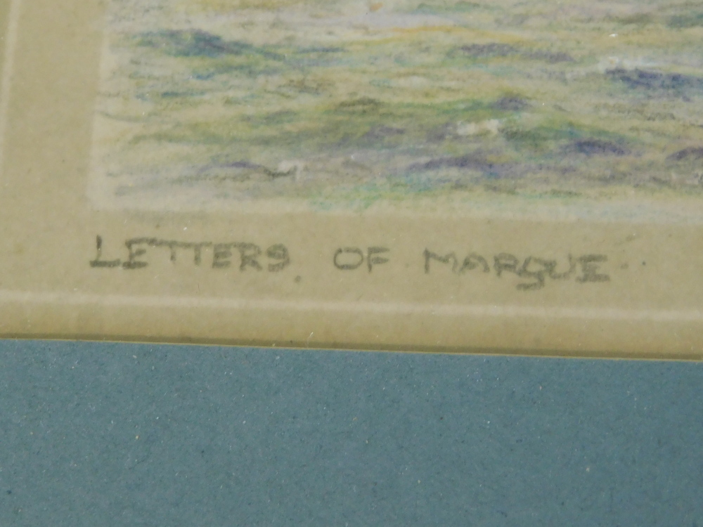 19thC School. Letters of Marque, watercolour, initialled and titled, 15.5cm x 20cm. - Image 4 of 5