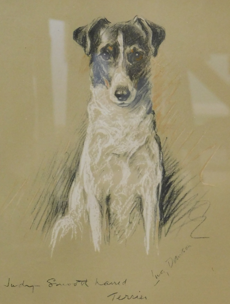 L. Dawson. Judy smooth haired terrier, pastel, signed and titled, 21cm x 18cm.
