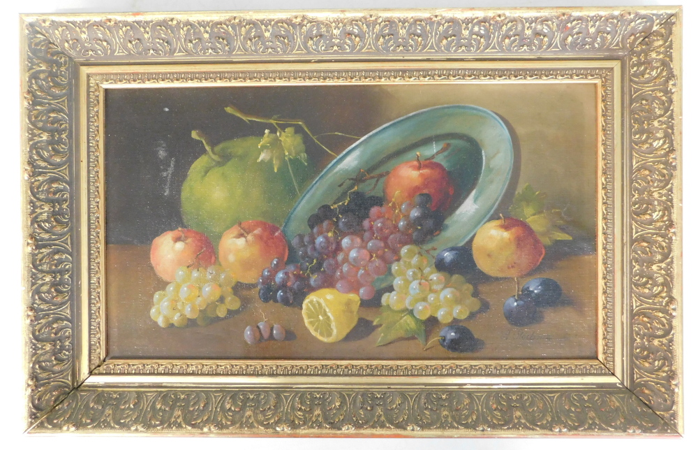 H. Stoitzner. Fruit still life, oil on canvas, signed, 29cm x 51.5cm. - Bild 2 aus 8