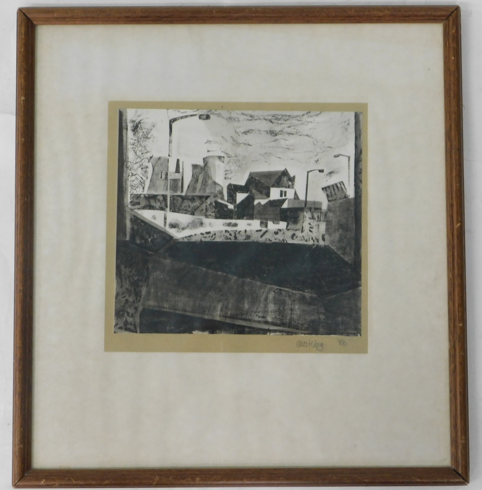 Ullis Hiley (20thC). St. Oswald's Church and Barnby Dun Power Station, mixed media, signed, dated - Image 2 of 5