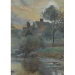 19thC British School. River landscape, watercolour, 18cm x 25cm.