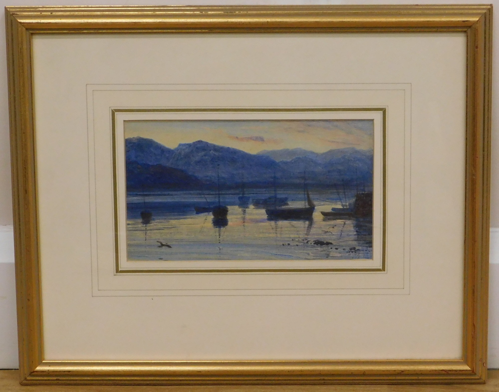 Henry Moor (1831-1895). Lake scene with sailing boats, watercolour, signed, dated 1866, 11.5cm x 20c - Image 2 of 5