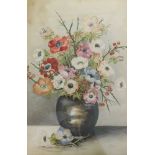 Nan Reade. Floral still life, watercolour, signed, 37cm x 25cm.