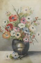 Nan Reade. Floral still life, watercolour, signed, 37cm x 25cm.