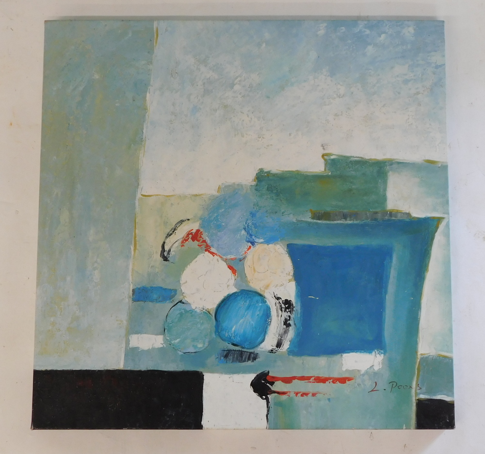 L. Poons. Abstract, oil on canvas, signed, 68 x 68.5cm.