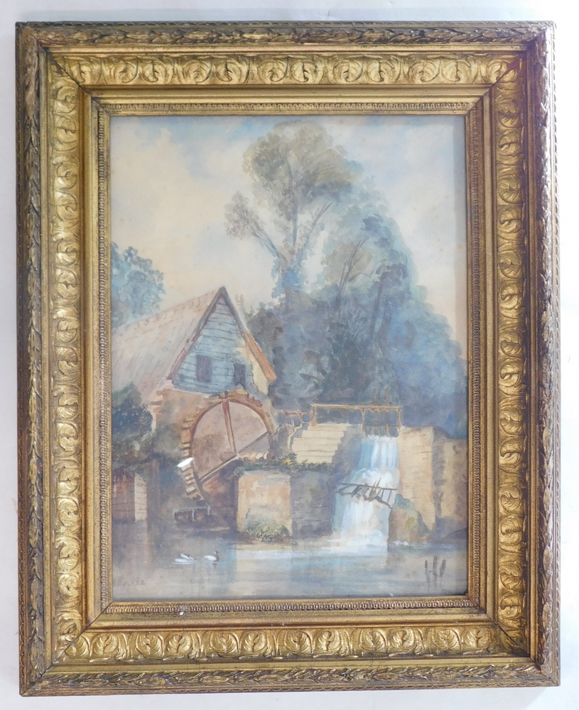 Neville (19thC/20thC). Watermill, watercolour, signed, 35cm x 26cm. - Bild 2 aus 4