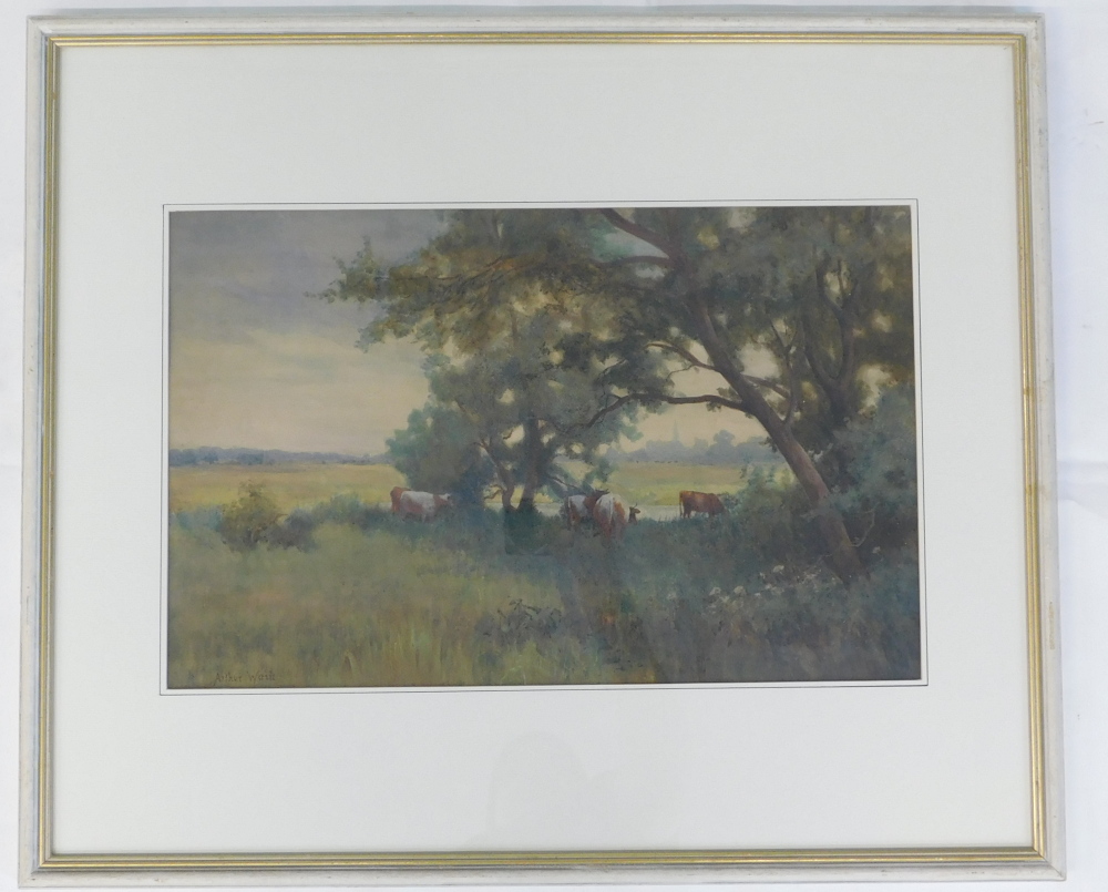 Arthur Waite. Cattle in country landscape, watercolour, signed, 33cm x 51cm. - Image 2 of 5