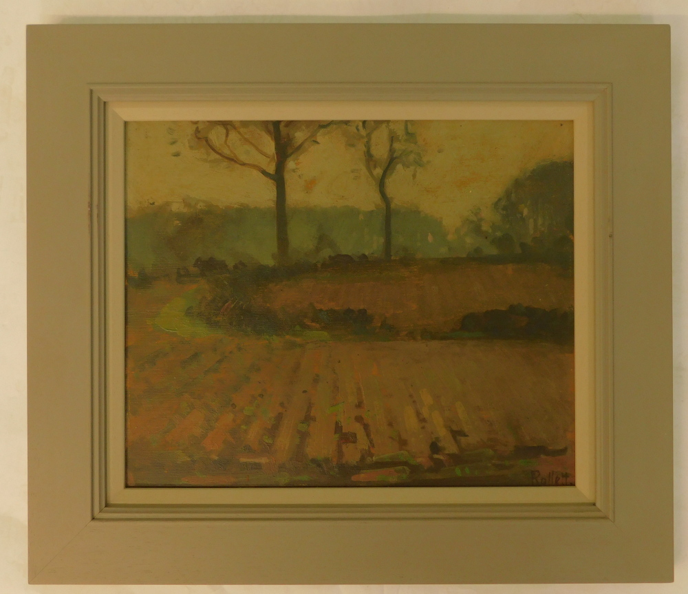 Herbert Rollett (1872-1932). Landscape, oil on board, signed, 24cm x 29.5cm. - Image 2 of 4