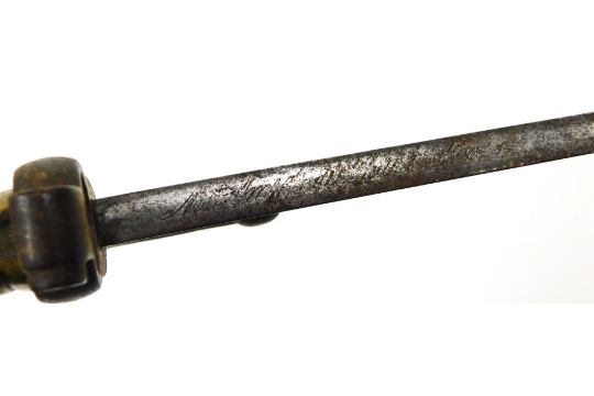 A French M1866 pattern Chassepot bayonet, with Yataghan blade, blade 57cm long, engraved back indist - Image 5 of 8