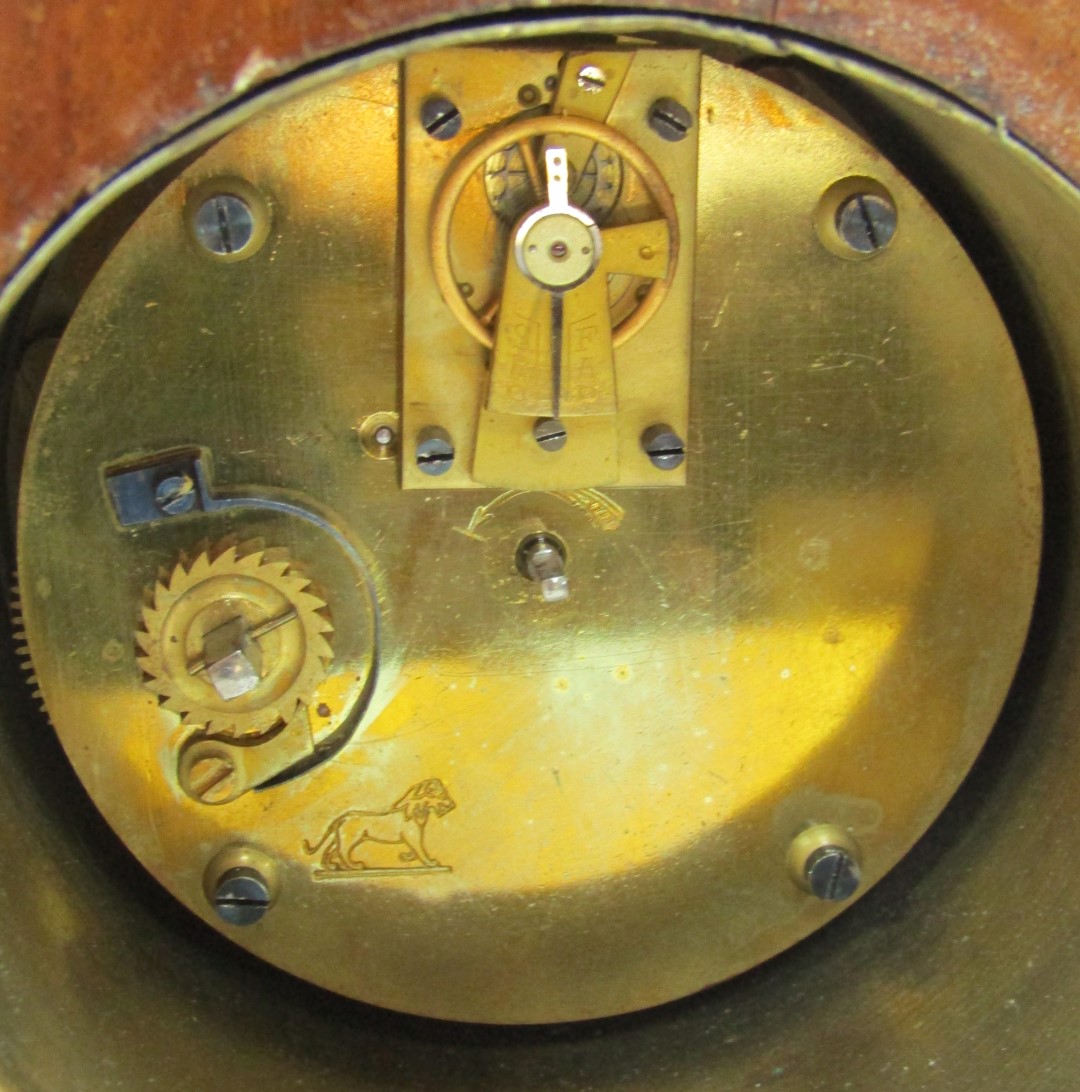 An Edwardian mahogany and inlaid balloon mantel clock, the circular enamel dial bearing Arabic - Image 3 of 7