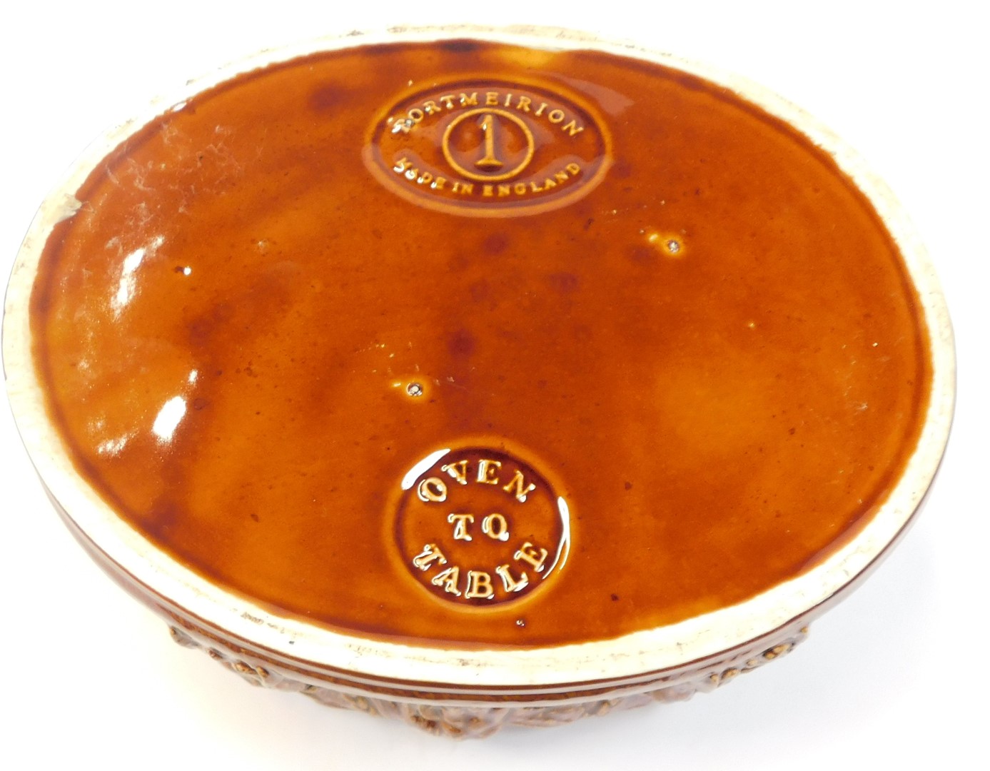 Two Portmeirion treacle glazed oven to table pie dishes, each moulded hanging game decoration, - Image 5 of 5