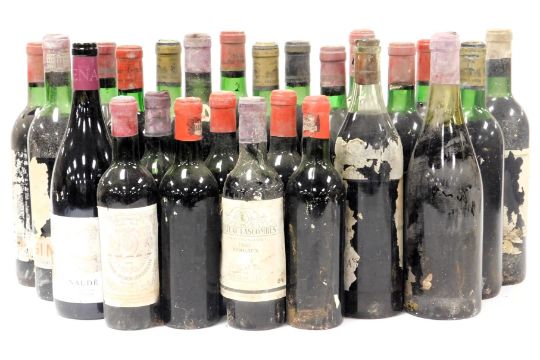 Assorted bottles of red wine, labels largely erased. (a quantity) - Image 1 of 2