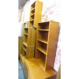 Various teak modular units, bookcases and cupboard bases.