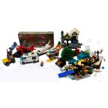 Various Lego kits and loose parts, comprising the Amelia Earhart Aviation Pioneer plane, model