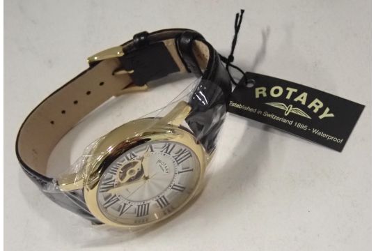 A Rotary automatic gent's wristwatch, with gold coloured casing, on a silvered Roman numeric dial, w - Image 2 of 3