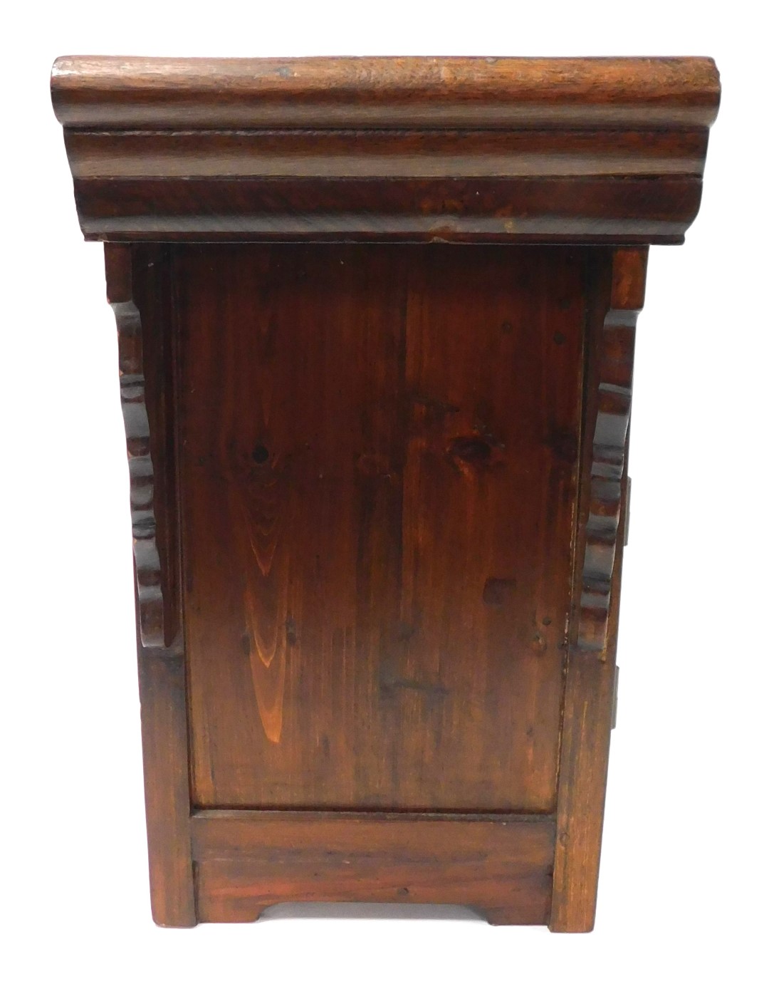 A 20thC elm table cabinet, with brass ironmongery, 45cm high, 50cm wide. - Image 6 of 7