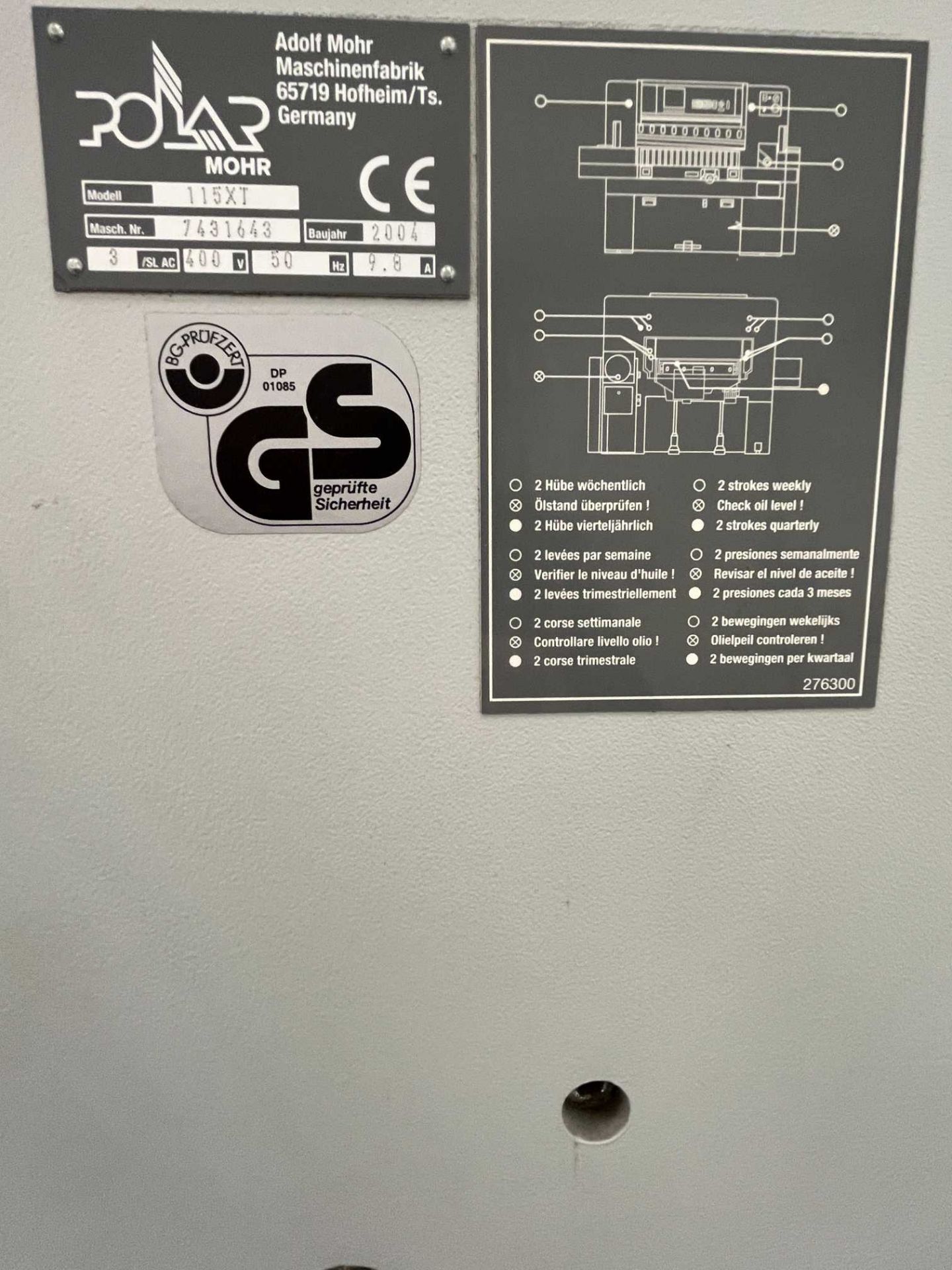 Polar 155 XT 115mm guillotine; Serial No: 7431643 (2004) with spare blade - Bild 5 aus 8