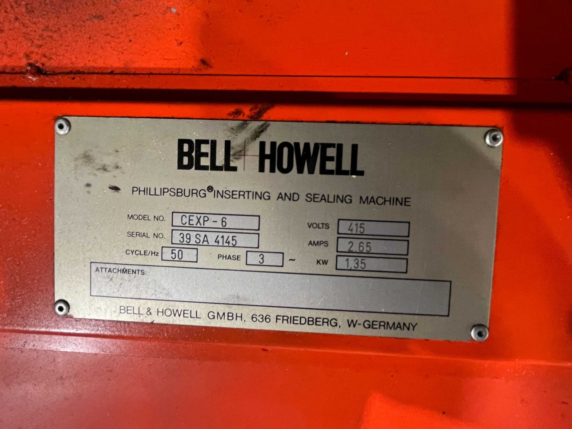 Bell & Howell C5 Philipsburg six-station envelope inserter; Serial No: 39SA4145 (1990's) - Bild 3 aus 3
