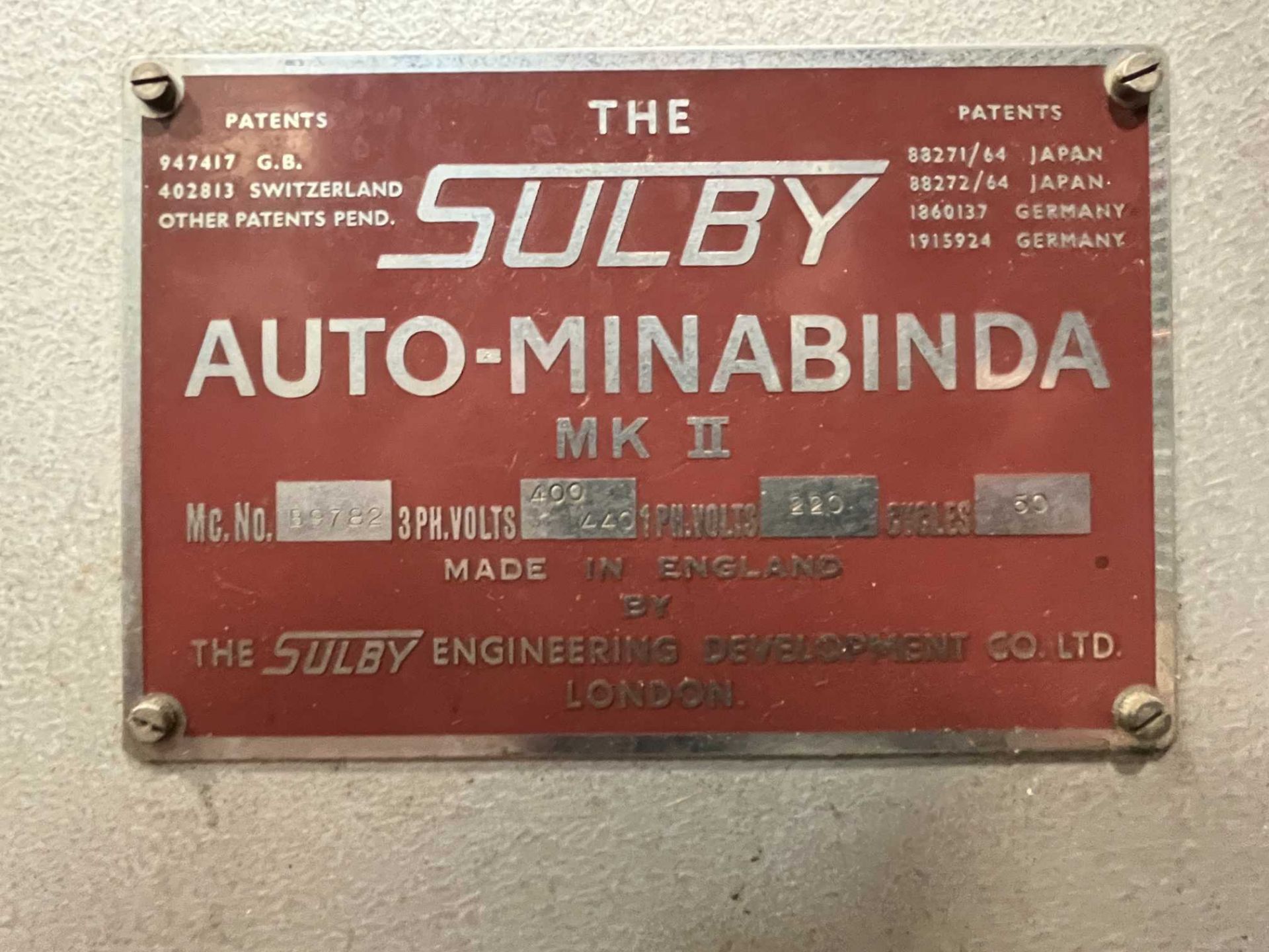 Sulby Auto-Mindabinda MK11 perfect binder; Serial No: B9782 - Image 2 of 3