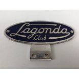 Aston Martin Lagonda , Oval vintage enamel bar badge approximately 125mm across, stamped Gladman and