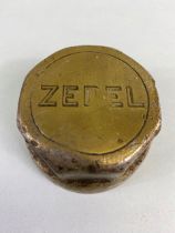 Vintage Car Motor Vehicle threaded brass hub cap relating to Zedel motors, approximately 6.5cm