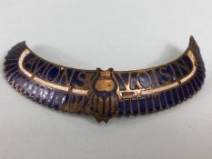 Avions Voisin, pre 1930s Car Badge, Blue Enamel on brass radiator badge of a winged beetle with