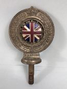 RAC club badge on screw mount, enamel union jack to front center along with serial number ,reverse