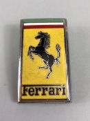 Ferrari sports cars, 1950s-70s bonnet badge enamel on chrome marked to reverse OMEA Milano