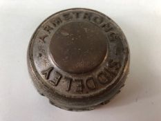 Vintage Car Motor Vehicle threaded brass hub cap relating to Armstrong Siddeley motors, with