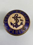 Vintage French Car Motor Vehicle threaded brass and enamel pull or knob, anchor motif with ETAB ts