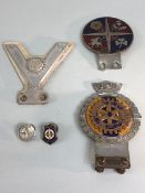 Vintage Motoring bar badges , Rotary Club international , 42 year veteran of the road, the L T A