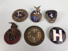 Collection of Vintage car, Automotive badges with enamel detail from various countries 6 items in