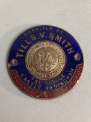 Vintage car dealer ship St Christopher enamel badge for Tills v Smith Castle Hedingham,