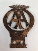 AA membership brass car badge approximately 13cm high